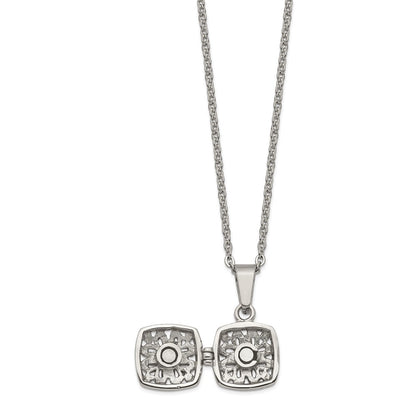 Chisel Stainless Steel Polished and Antiqued Magnetic Prayer Box on an 18 inch Cable Chain Necklace
