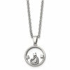Chisel Stainless Steel Polished Circle with CZ and Heart Pendant on an 18 inch Cable Chain Necklace