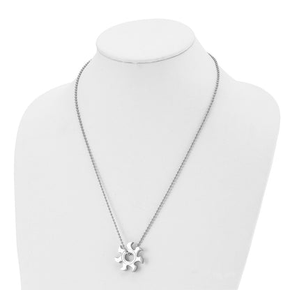 Chisel Stainless Steel Polished Sun Burst Pendant on a 22 inch Ball Chain Necklace
