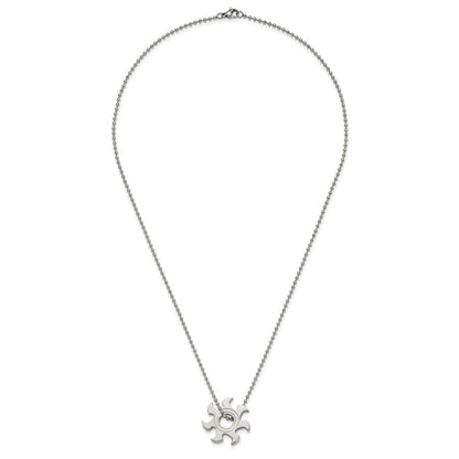 Chisel Stainless Steel Polished Sun Burst Pendant on a 22 inch Ball Chain Necklace