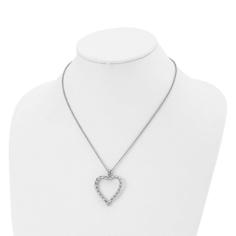 Chisel Stainless Steel Polished Twisted Heart Pendant on an 18 inch Cable Chain Necklace