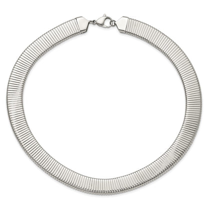 Chisel Stainless Steel Polished and Textured 18 inch Omega Necklace