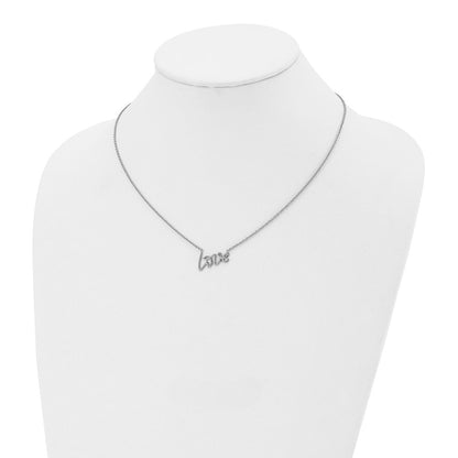 Chisel Stainless Steel Polished LOVE on an 18 inch Cable Chain Necklace