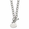 Chisel Stainless Steel Polished Heart Toggle on an 18 inch Open Link Chain Necklace