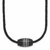 Chisel Stainless Steel Polished Black IP-plated Leather Cord 20 inch Necklace
