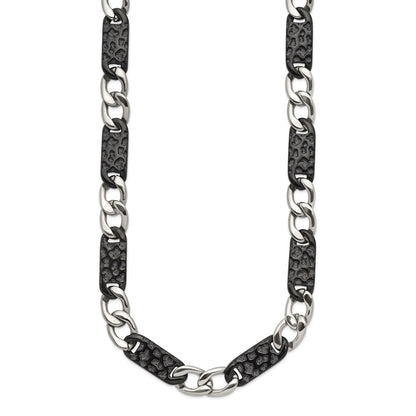 Chisel Stainless Steel Polished Black IP-plated Link 24 inch Necklace