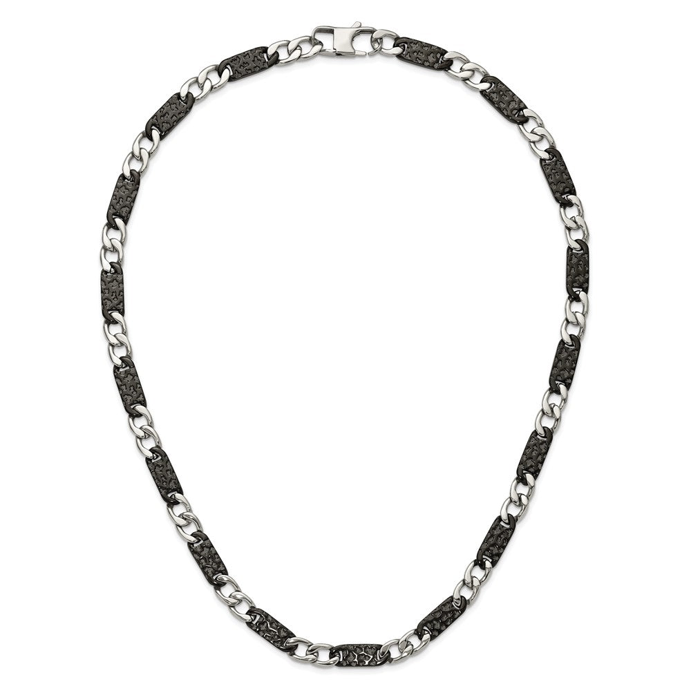 Chisel Stainless Steel Polished Black IP-plated Link 24 inch Necklace