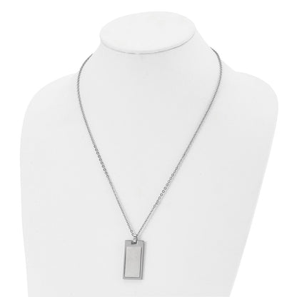 Chisel Stainless Steel Brushed and Polished Rectangle Dog Tag on a 22 inch Cable Chain Necklace