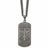 Chisel Stainless Steel Antiqued and Brushed Phoenix Dog Tag on a 22 inch Curb Chain Necklace