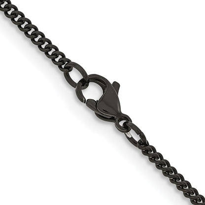 Chisel Stainless Steel Polished Black IP-plated 2.25mm 22 inch Round Curb Chain