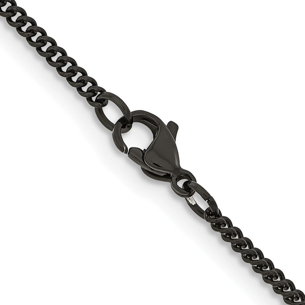 Chisel Stainless Steel Polished Black IP-plated 2.25mm 30 inch Round Curb Chain