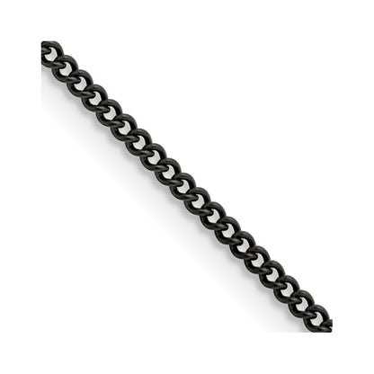 Chisel Stainless Steel Polished Black IP-plated 2.25mm 22 inch Round Curb Chain