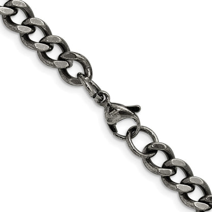 Chisel Stainless Steel Antiqued 6.7mm 24 inch Curb Chain