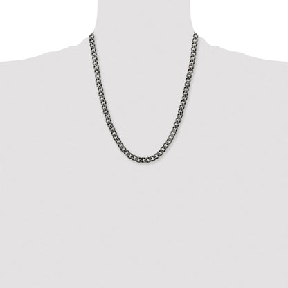 Chisel Stainless Steel Oxidized 7.5mm 22 inch Curb Chain
