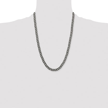 Chisel Stainless Steel Oxidized 7.5mm 24 inch Curb Chain