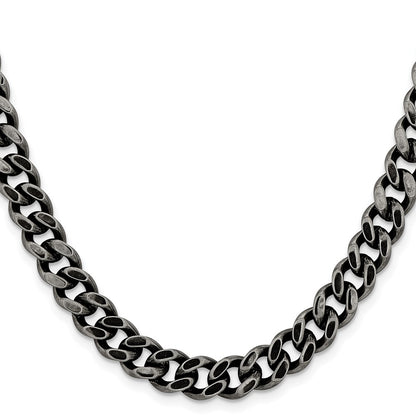Chisel Stainless Steel Oxidized 9.25mm 24 inch Curb Chain