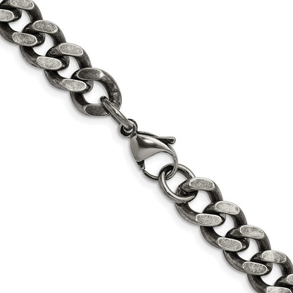 Chisel Stainless Steel Oxidized 9.25mm 24 inch Curb Chain