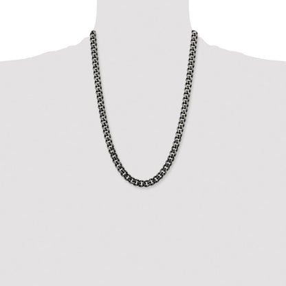 Chisel Stainless Steel Oxidized 9.25mm 24 inch Curb Chain