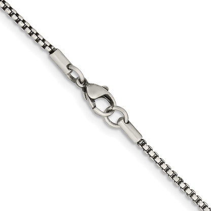 Chisel Stainless Steel Antiqued 2.25mm 20 inch Box Chain