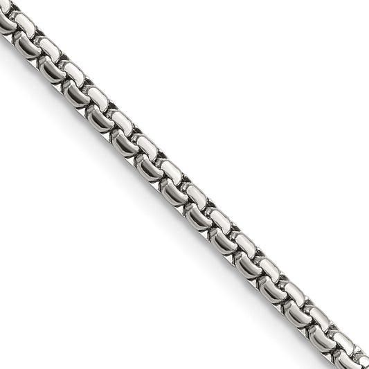 Chisel Stainless Steel Polished 2.5mm 24 inch Fancy Box Chain