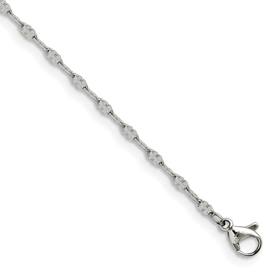 Chisel Stainless Steel Polished 9.5 inch Alternate Anchor Link Chain Anklet