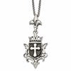 Chisel Stainless Steel Antiqued and Enameled Cross Pendant on a 22 inch Spiga Chain Necklace