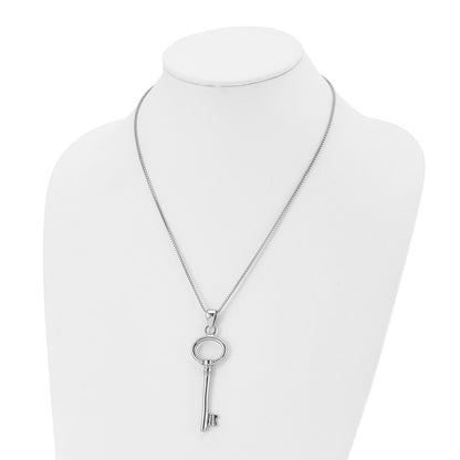 Chisel Stainless Steel Polished Key Pendant on a 20 inch Box Chain Necklace