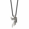 Chisel Stainless Steel Antiqued and Polished Wing Slide on a Black IP-plated 20 inch Box Chain Necklace