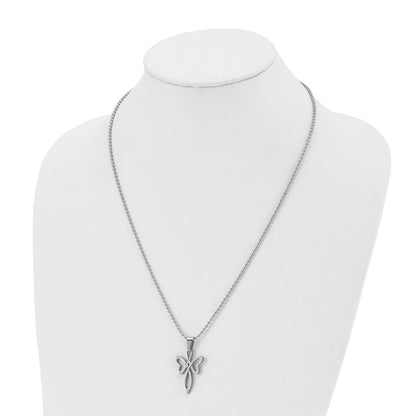 Chisel Stainless Steel Polished Fancy Cross Pendant on a 22 inch Ball Chain Necklace