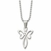 Chisel Stainless Steel Polished Fancy Cross Pendant on a 22 inch Ball Chain Necklace