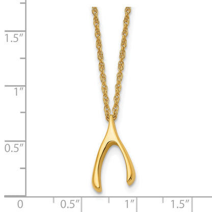 Chisel Stainless Steel Polished Yellow IP-plated Wishbone on a 16 inch Multi-Link Chain Necklace
