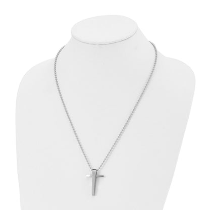 Chisel Stainless Steel Polished Cross Pendant on a 22 inch Ball Chain Necklace
