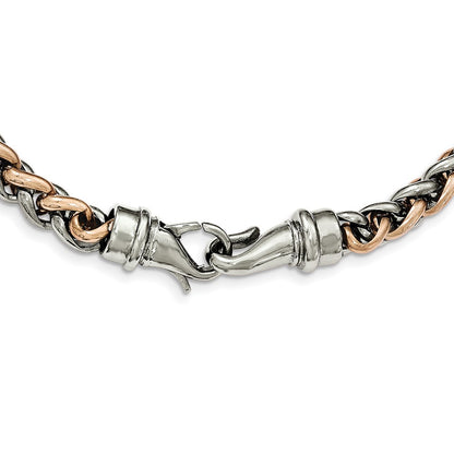 Chisel Stainless Steel Polished Rose IP-plated 24 inch Necklace