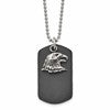 Chisel Stainless Steel Polished and Antiqued Eagle Leather Dog Tag on a 22 inch Ball Chain Necklace