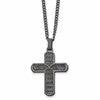 Chisel Stainless Steel Polished and Textured Gun Metal IP-plated Cross Pendant on a 22 inch Curb Chain Necklace