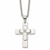 Chisel Stainless Steel Polished with CZ Cross Pendant on a 22 inch Cable Chain Necklace