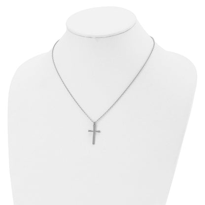 Chisel Stainless Steel Polished Cross Pendant on an 18 inch Cable Chain Necklace