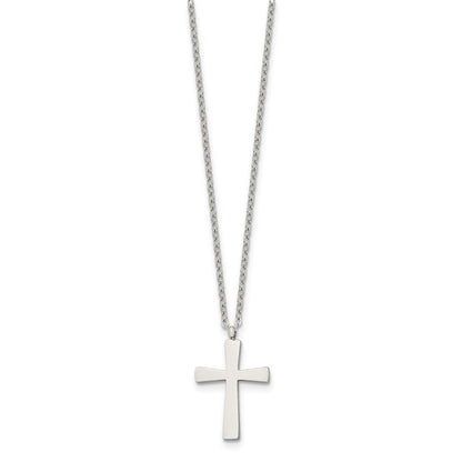 Chisel Stainless Steel Polished Small Cross Pendant on an 18 inch Cable Chain Necklace