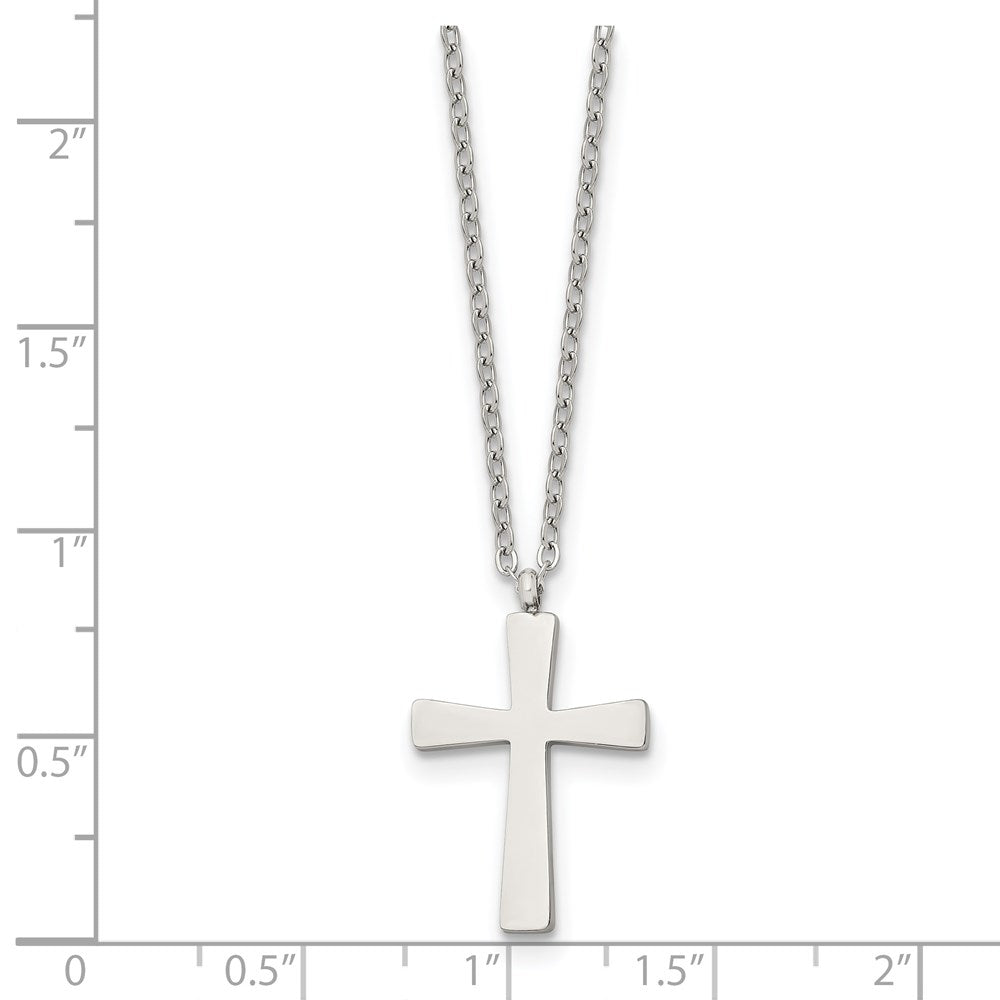 Chisel Stainless Steel Polished Small Cross Pendant on an 18 inch Cable Chain Necklace