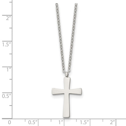 Chisel Stainless Steel Polished Small Cross Pendant on an 18 inch Cable Chain Necklace