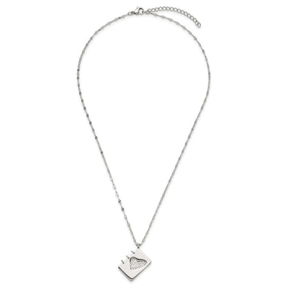 Chisel Stainless Steel Brushed and Polished Lord's Prayer in Spanish Notebook Pendant on a 17.5 inch Necklace