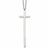 Chisel Stainless Steel Polished Long Cross Pendant on a 30 inch Cable Chain Necklace