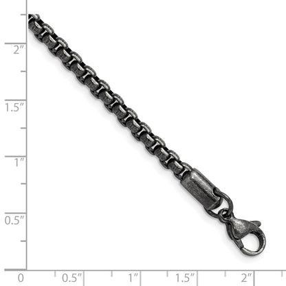 Chisel Stainless Steel Antiqued and Polished 3.9mm 22 inch Rounded Box Chain