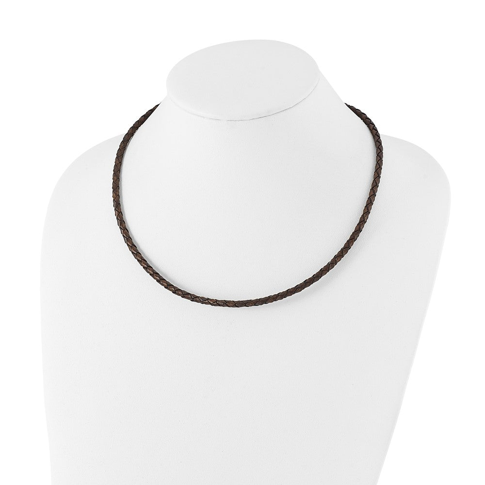 Chisel 4mm Genuine Leather Hexagon Weave 20 inch Necklace