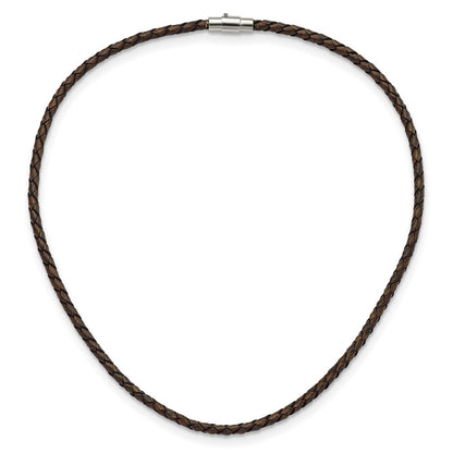 Chisel 4mm Genuine Leather Hexagon Weave 20 inch Necklace