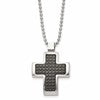 Chisel Stainless Steel Brushed Polished and Textured Black IP-plated Cross Pendant on a 22 inch Ball Chain Necklace