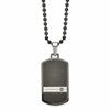 Chisel Stainless Steel Brushed and Polished Black IP-plated with CZ Dog Tag on a 24 inch Ball Chain Necklace