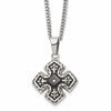 Chisel Stainless Steel Polished Black IP-plated with CZ Celtic Cross Pendant on a 20 inch Curb Chain Necklace