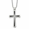 Chisel Stainless Steel Brushed and Polished Black IP-plated with CZ Cross Pendant on a 20 inch Ball Chain Necklace