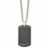 Chisel Stainless Steel Brushed Laser Cut Black IP-plated with CZ Dog Tag on a 24 inch Curb Chain Necklace